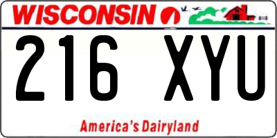 WI license plate 216XYU