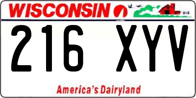 WI license plate 216XYV