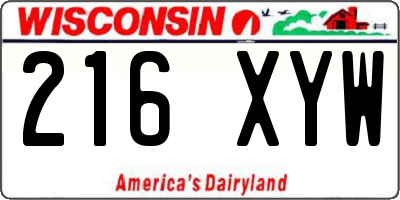 WI license plate 216XYW