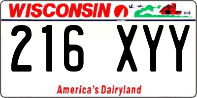 WI license plate 216XYY