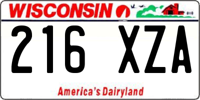 WI license plate 216XZA