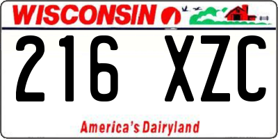 WI license plate 216XZC