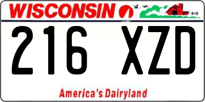 WI license plate 216XZD