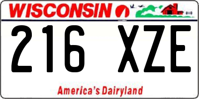 WI license plate 216XZE