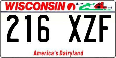 WI license plate 216XZF