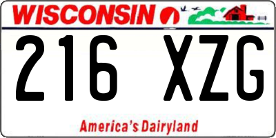WI license plate 216XZG