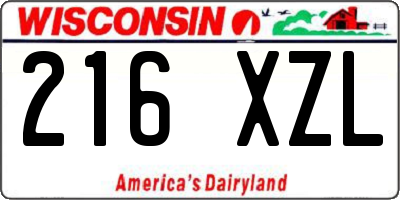 WI license plate 216XZL