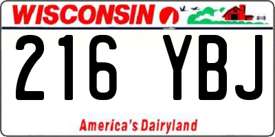 WI license plate 216YBJ