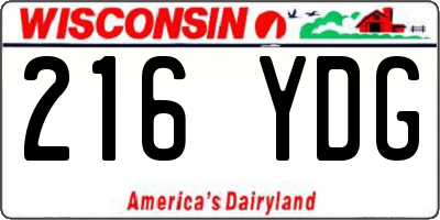 WI license plate 216YDG