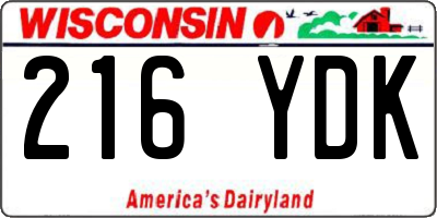 WI license plate 216YDK