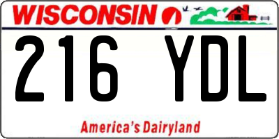 WI license plate 216YDL