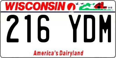 WI license plate 216YDM