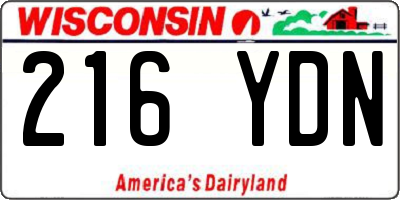 WI license plate 216YDN