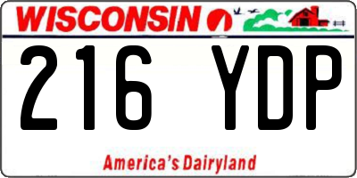 WI license plate 216YDP