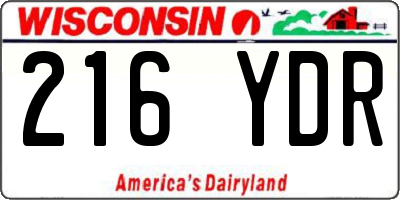 WI license plate 216YDR