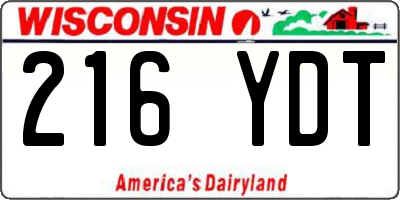 WI license plate 216YDT