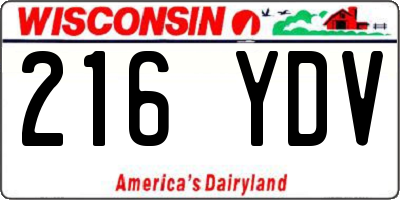 WI license plate 216YDV