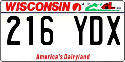 WI license plate 216YDX