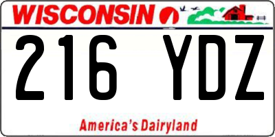 WI license plate 216YDZ