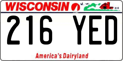 WI license plate 216YED
