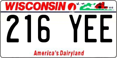 WI license plate 216YEE