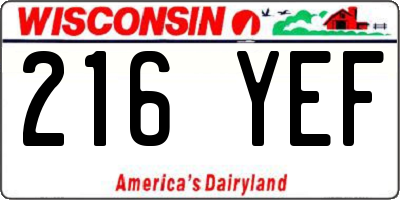 WI license plate 216YEF