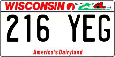 WI license plate 216YEG