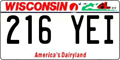 WI license plate 216YEI