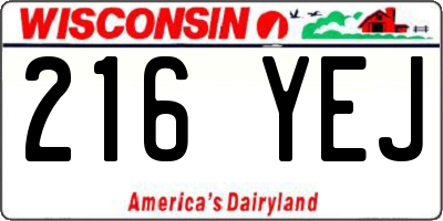 WI license plate 216YEJ