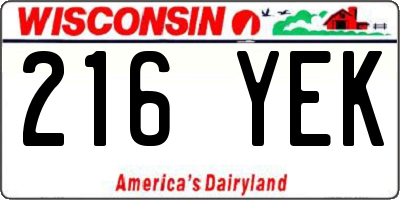WI license plate 216YEK