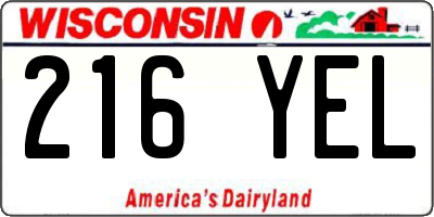WI license plate 216YEL