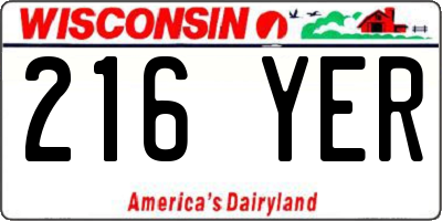 WI license plate 216YER