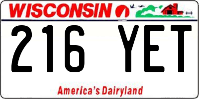 WI license plate 216YET