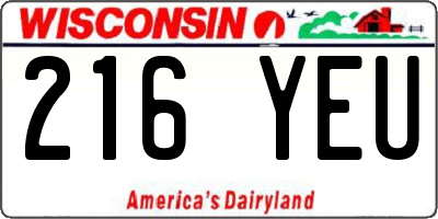 WI license plate 216YEU