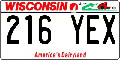 WI license plate 216YEX