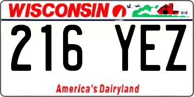 WI license plate 216YEZ