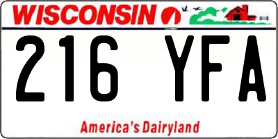 WI license plate 216YFA