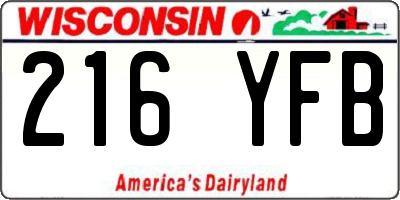 WI license plate 216YFB