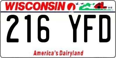WI license plate 216YFD