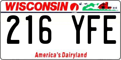 WI license plate 216YFE