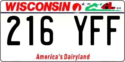 WI license plate 216YFF