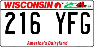 WI license plate 216YFG