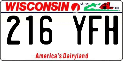 WI license plate 216YFH