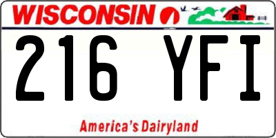 WI license plate 216YFI