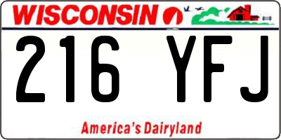 WI license plate 216YFJ