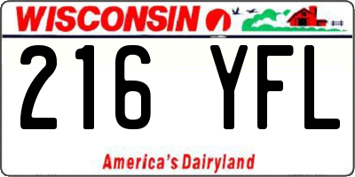 WI license plate 216YFL