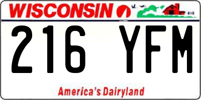 WI license plate 216YFM