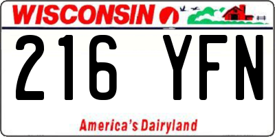 WI license plate 216YFN