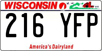 WI license plate 216YFP