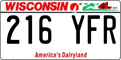 WI license plate 216YFR